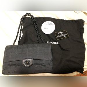 Chanel nylon medium travel flap bag